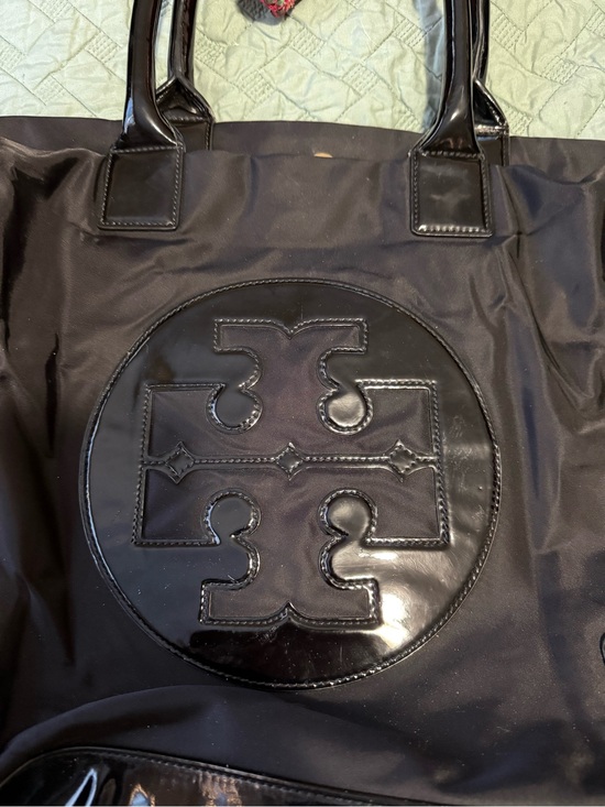 Tory Burch Handbags - Tory Burch Black Nylon Tote with Patent Logo